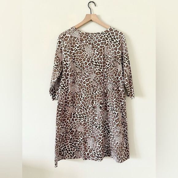 TYLER BOE Leopard  Cheetah Print 3/4 Sleeve trapeze Dress Size XL - Picture 3 of 7